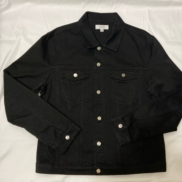 SOULLAND BLACK DENIM JACKET - Picture 1 of 11
